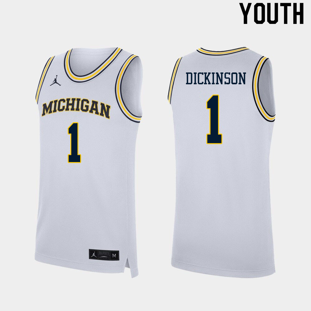Youth #1 Hunter Dickinson Michigan Wolverines College Basketball Jerseys Sale-White